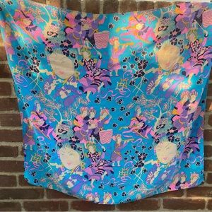 Vibrant vintage silk scarf